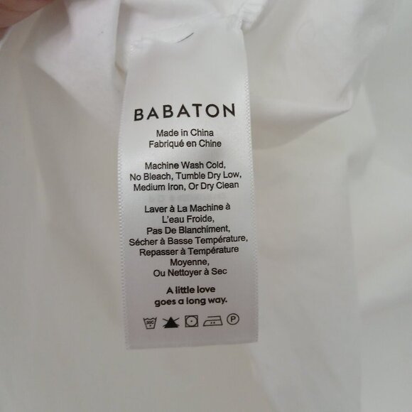 Aritzia Babaton Malik Off Shoulder Blouse Tie Sleeve Cotton White Size XS - Picture 9 of 9